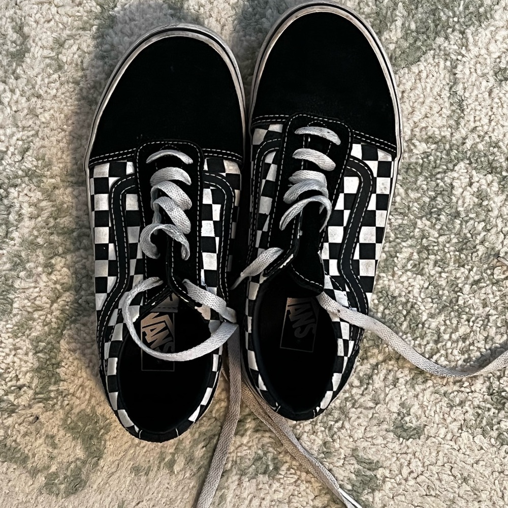 Vans Black and White Sneakers with Checkerboard Design